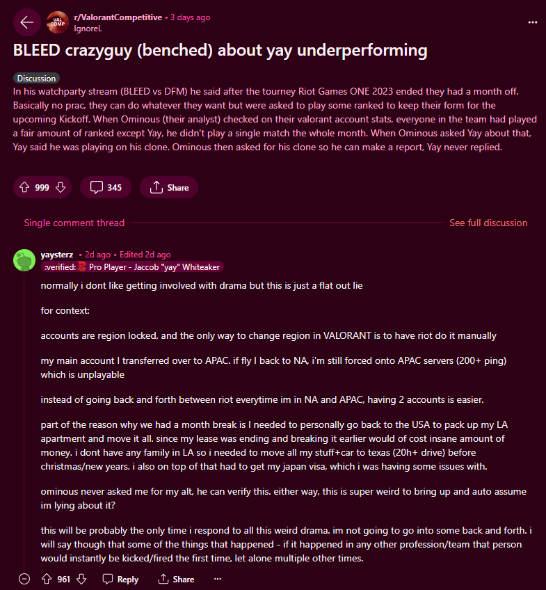 crazyguy's early accusation and yay's response