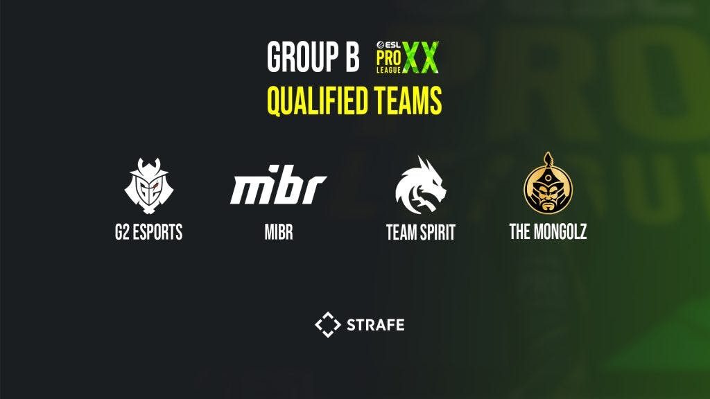 Grupo B da ESL Pro League - G2, MiBR, Spirit e The Mongolz avançam