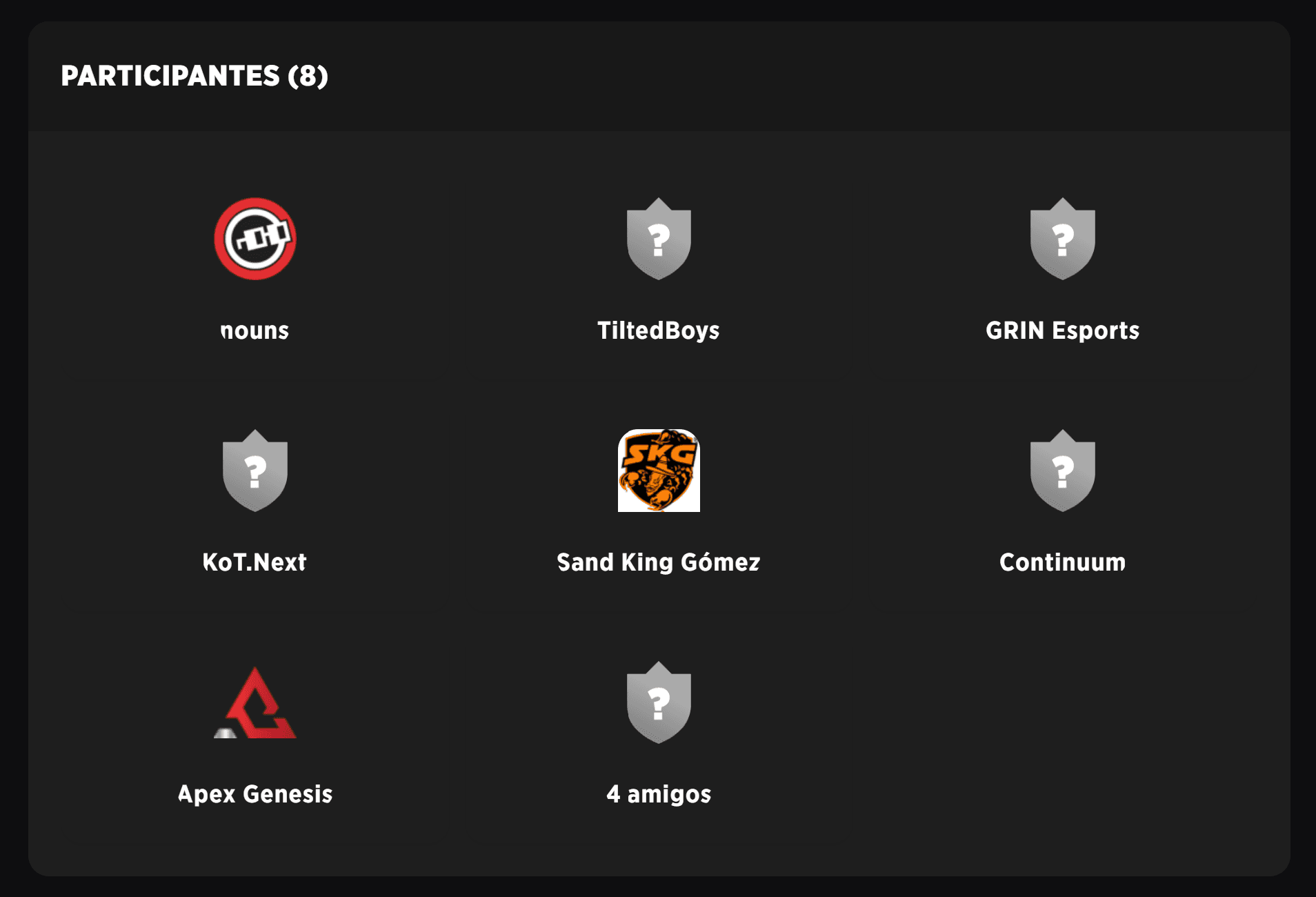 Adversários de Fly e da nouns nas regionais da América do Norte.