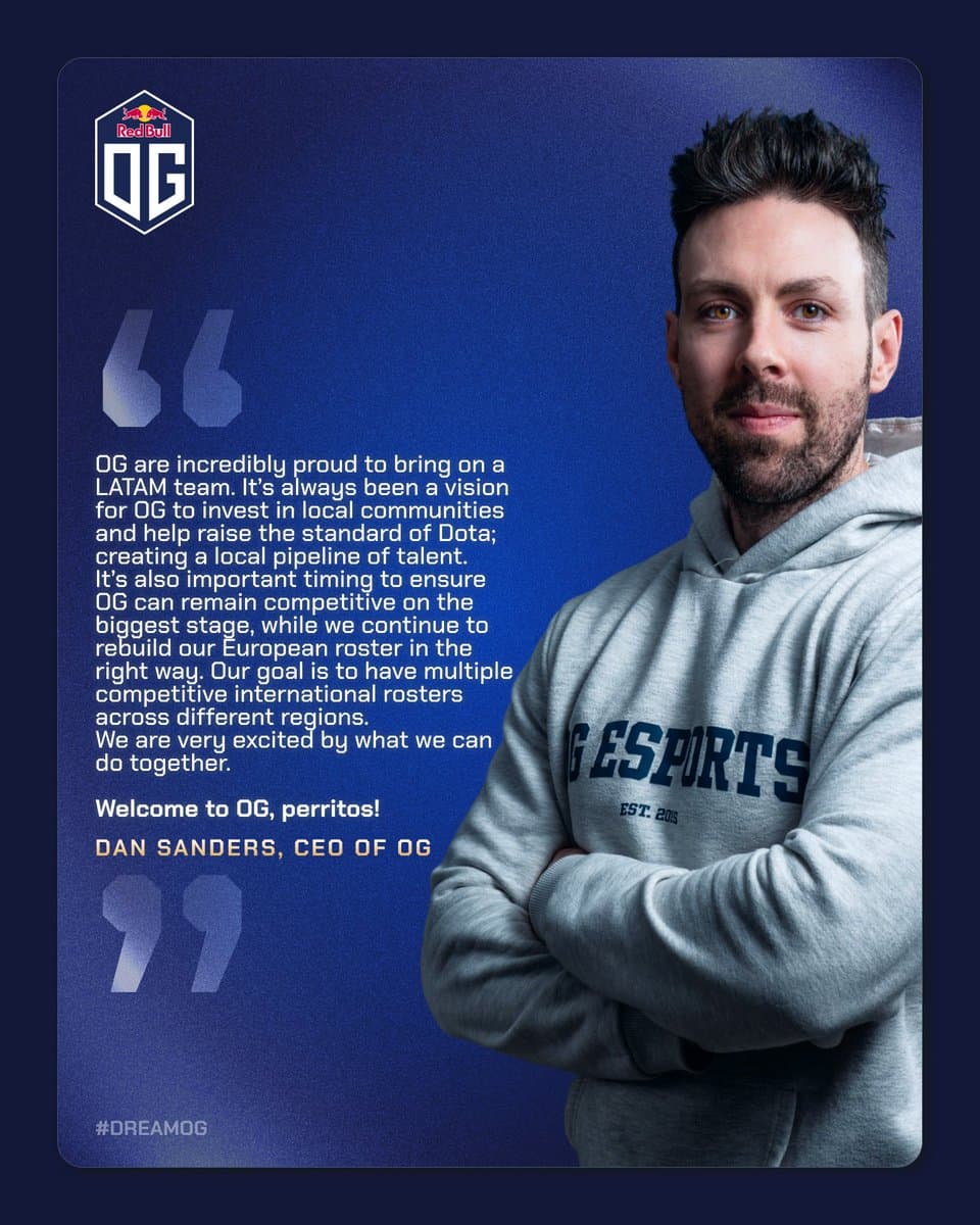 Uma mensagem diretamente do CEO da OG.LATAM faz as coisas parecerem mais oficiais.