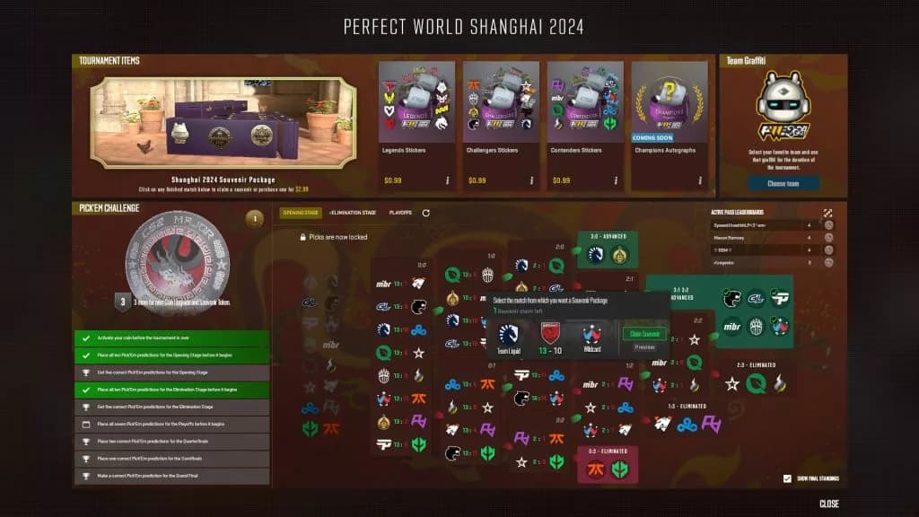 Redeeming a souvenir package from match