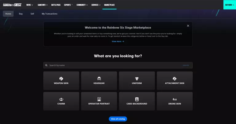 Rainbow Six Siege Marketplace Beta home page
