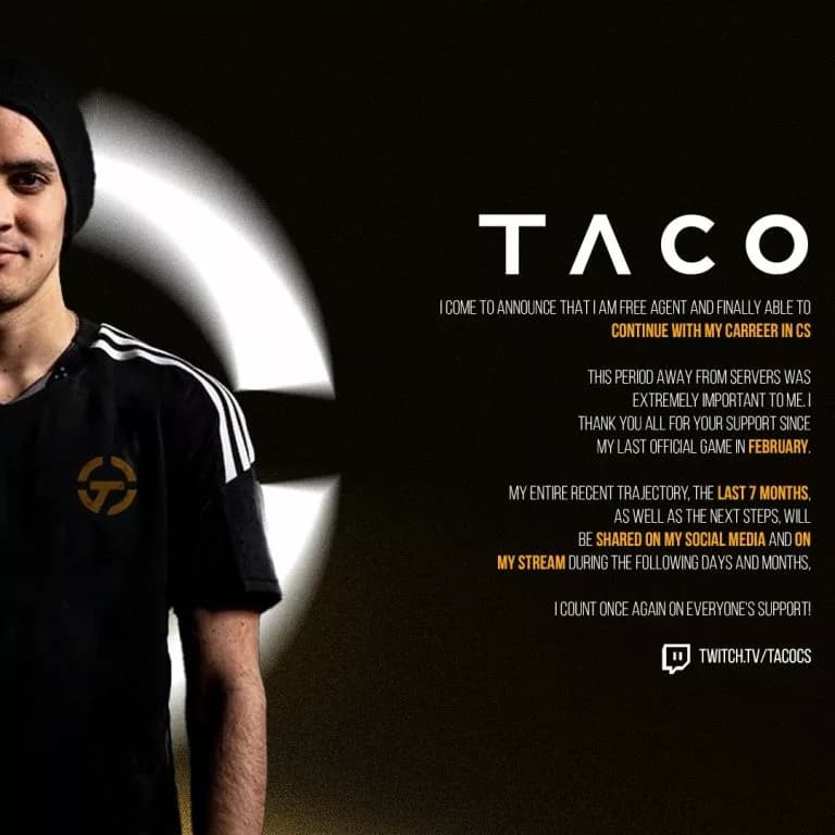 Taco announces Free Agency