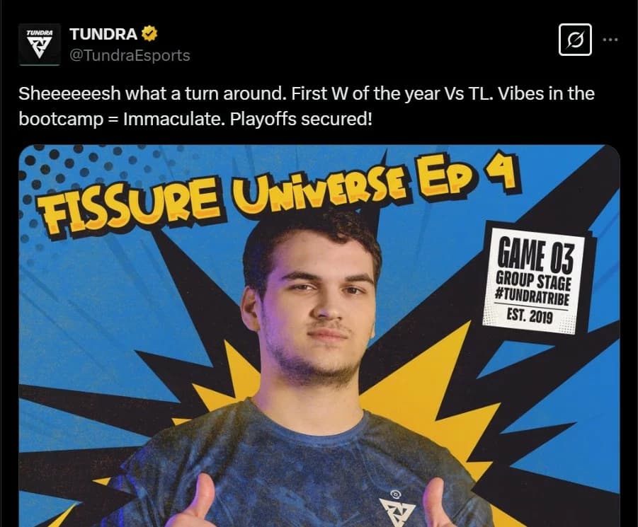 Tundra Esports went straight to the playoffs on the FISSURE Universe Episode 4.